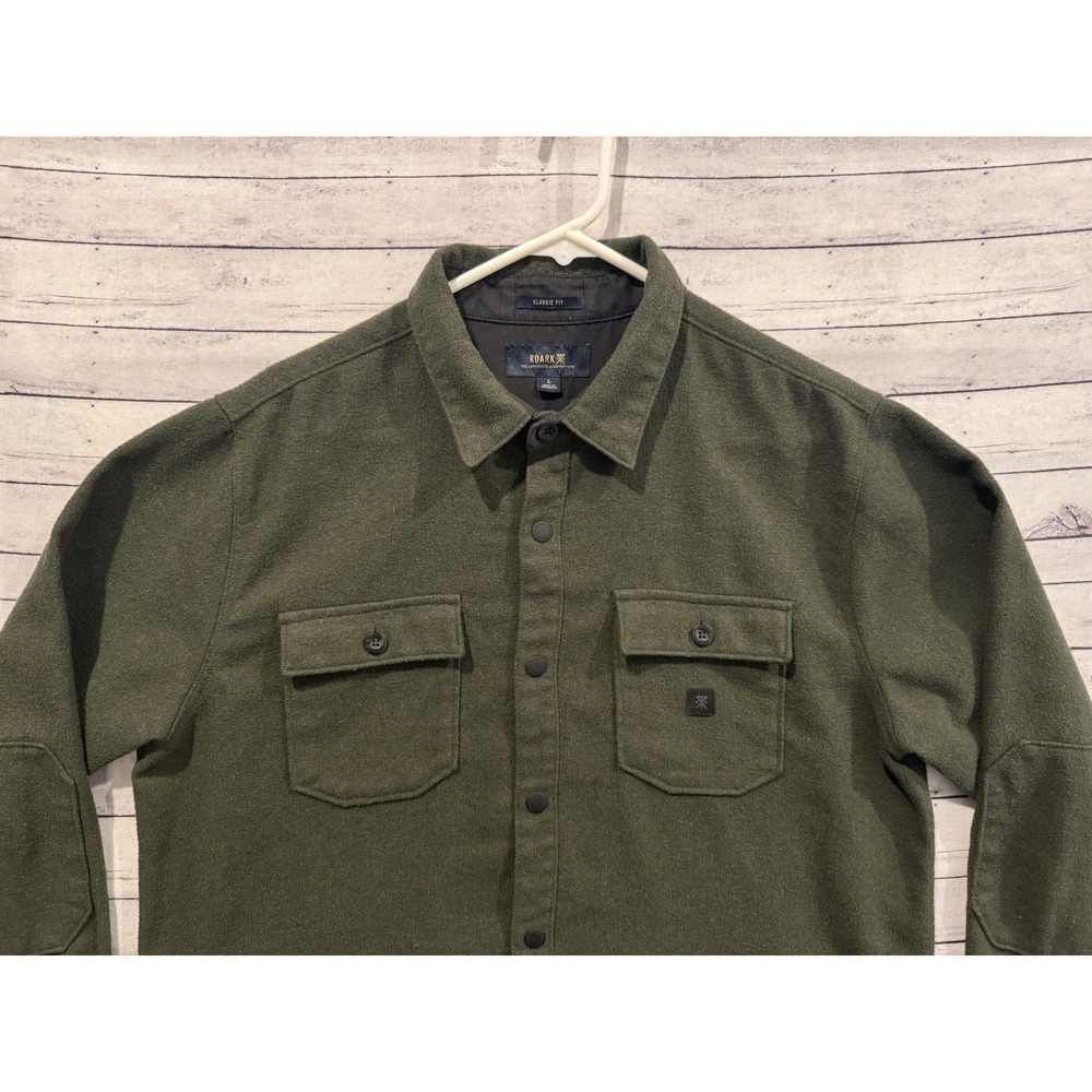 ROARK Mens Nordsman Heavy Flannel Shirt Jacket Sz L Wool Blend Snap Button - Picture 3 of 16